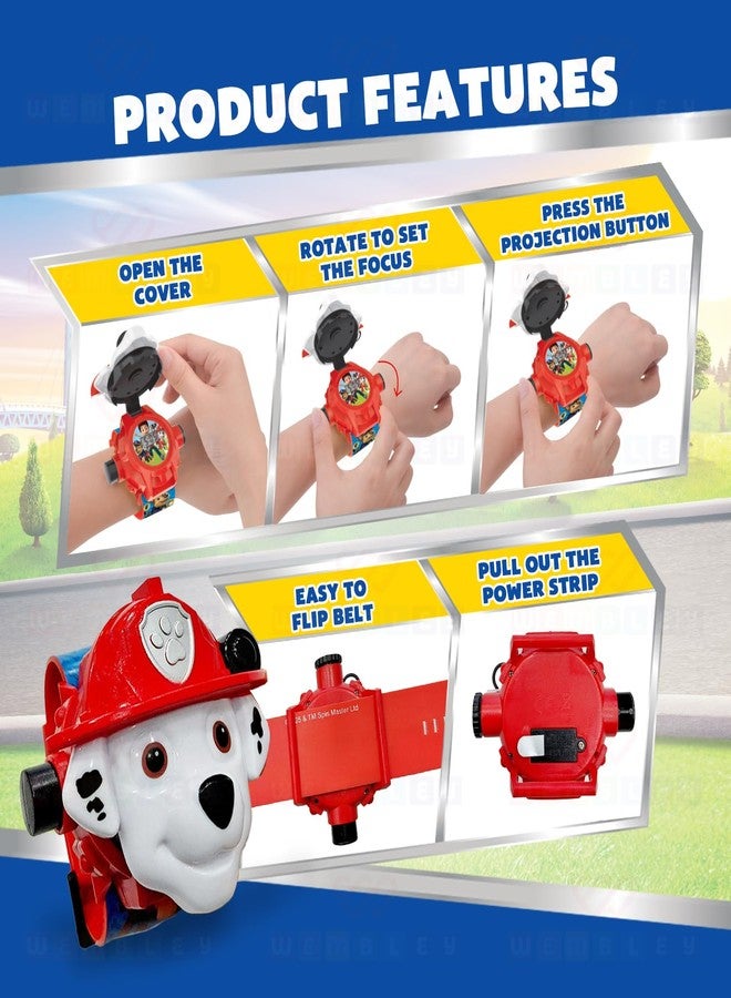 Wembley Paw Patrol Digital Projector Watch for Kids| Cute Rakhi Gift for Brothers| Shows Time, Date & Month| with Adjustable Silicone Strap| with 24 Fun Images & Unbreakable Case- Marshall - Image 5